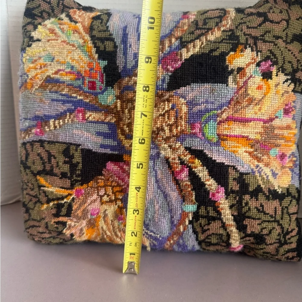 Floral Needlepoint Accent Pillow